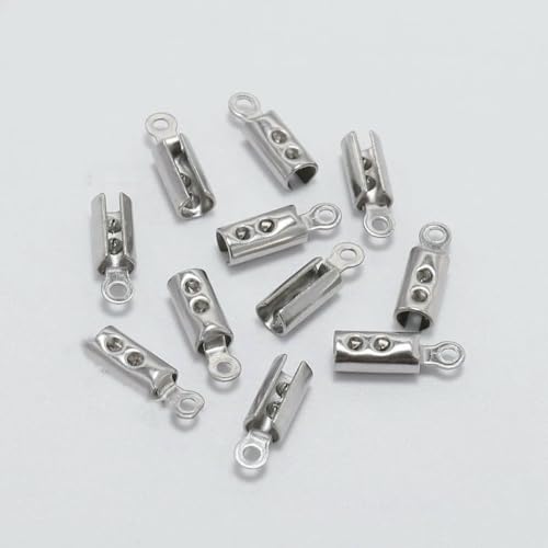 30/50 Stück Edelstahl Gold Seil Kordeln Crimp End Perlenkappen Leder Clip Spitze Falte für DIY Armband Halskette Schmuckherstellung-Stahl 2mm_a von SEDRGH