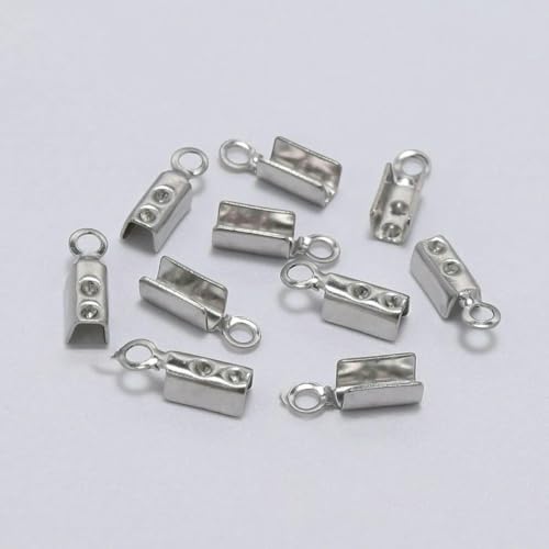 30/50 Stück Edelstahl Gold Seil Kordeln Crimp End Perlenkappen Leder Clip Spitze Falte für DIY Armband Halskette Schmuckherstellung-Stahl 2mm von SEDRGH
