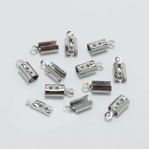 30/50 Stück Edelstahl Gold Seil Kordeln Crimp End Perlenkappen Leder Clip Spitze Falte für DIY Armband Halskette Schmuckherstellung-Stahl 3,0 mm von SEDRGH