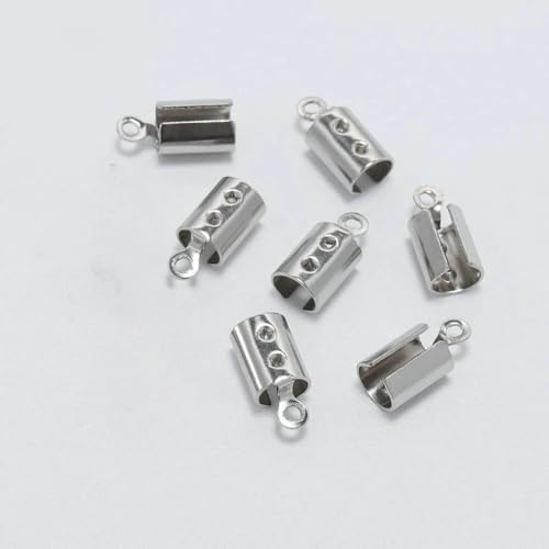 30/50 Stück Edelstahl Gold Seil Kordeln Crimp End Perlenkappen Leder Clip Spitze Falte für DIY Armband Halskette Schmuckherstellung-Stahl 4,0 mm von SEDRGH
