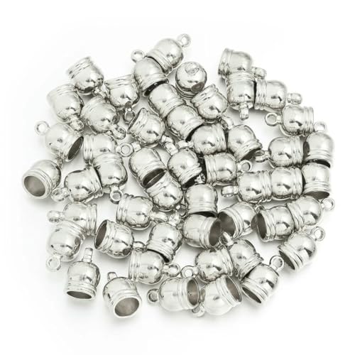 30–100 Stück/Los CCB Quastenkappen Perlen KC Gold Lederseil Endkappen Perlen für DIY handgefertigte Armbänder Halskettenherstellung Zubehör-Rhodium-4,0 mm 100 Stück von SEDRGH