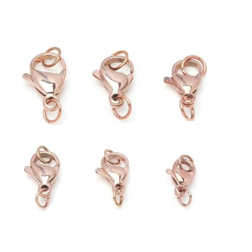 30 Stück/Los 304 Edelstahl-Karabinerverschlüsse, Klauenverschluss, Biegering-Verbinder für Armband, Halskette, Schmuckherstellung, vakuumplattiert, rosefarben, 12 mm 30 Stück/Los 304 Edelstahl-Karabinerverschlüsse, Klauenverschluss, Biegering-Verbinder für Armband, Halskette, Schmuckherstellung, vakuumplattiert, rosefarben, 12 mm von SEDRGH