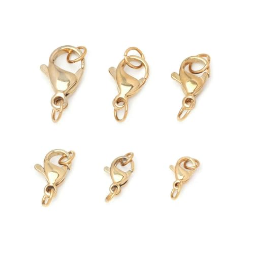 30 Stück/Los 304 Edelstahl-Karabinerverschlüsse, Klauenverschluss, Biegering-Verbinder für Armband, Halskette, Schmuckherstellung, vakuumplattiert, vergoldet, 13,0 mm 30 Stück/Los 304 Edelstahl-Karabinerverschlüsse, Klauenverschluss, Biegering-Verbinder für Armband, Halskette, Schmuckherstellung, vakuumplattiert, vergoldet, 13,0 mm von SEDRGH