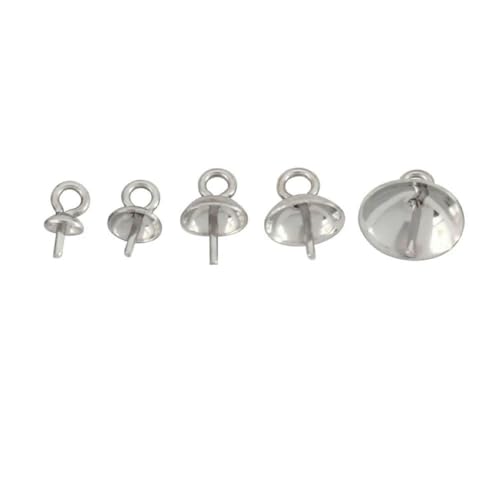 30 Stück Edelstahl-Perlenkappen, Verschlüsse, Haken, gebohrte Perlen, Endkappen, DIY-Charms, Verbinder, Schmuckzubehör, runder Stab, 4,0 mm von SEDRGH
