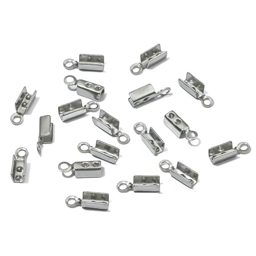 30 Stück Edelstahl-Seilkettenkordeln, Quetschperlen-Endkappen, passend für 1/2/3/4,0 mm Schmuckherstellung, DIY-Armband, Halskette, Verbinder, Stil 02 von SEDRGH