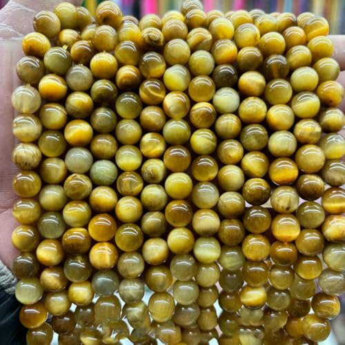 4/6/8/10 mm, bunte natürliche Tigerauge-Steinperle, glatte, runde, lose Abstandsperlen für die Schmuckherstellung, DIY-Perlenarbeiten, Bastelbedarf – Gold-Tigerauge – 8 mm (45 bis 46 Stück) von SEDRGH