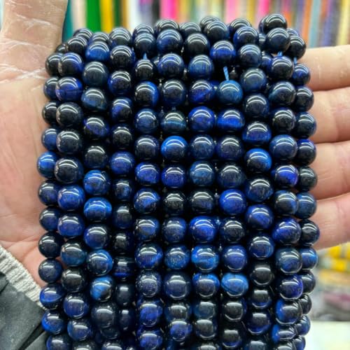 4/6/8/10 mm, bunte natürliche Tigerauge-Steinperle, glatte, runde, lose Abstandsperlen für die Schmuckherstellung, DIY-Perlenarbeiten, Bastelbedarf – Lapis-Tigerauge – 10 mm (36 bis 37 Stück) von SEDRGH
