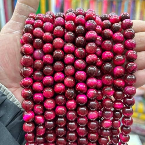 4/6/8/10 mm, bunte natürliche Tigerauge-Steinperle, glatte, runde, lose Abstandsperlen für die Schmuckherstellung, DIY-Perlenarbeiten, Bastelbedarf – Rosa Tigerauge – 10 mm (36 bis 37 Stück) von SEDRGH