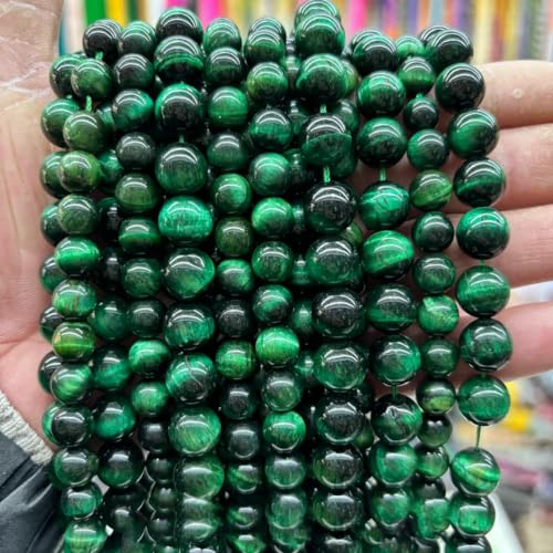 4/6/8/10 mm, bunte natürliche Tigerauge-Steinperle, glatte, runde, lose Abstandsperlen für die Schmuckherstellung, DIY-Perlenarbeiten, Bastelbedarf – grünes Tigerauge – 10 mm (36 bis 37 Stück) von SEDRGH