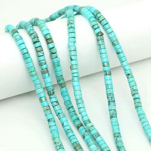 4 x 2 mm flache, runde Natursteinperlen, Tigerauge, Achate, Quarze, Rondelle-Perlen für die Schmuckherstellung, DIY-Ohrring, Armband, Halskette, Grün, Türkis, 20 Stränge von SEDRGH