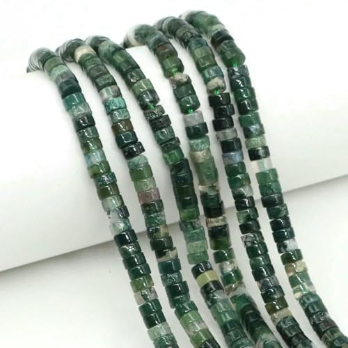 4 x 2 mm flache runde Natursteinperlen, Tigerauge, Achate, Quarze, Rondell-Perlen für die Schmuckherstellung, DIY-Ohrring, Armband, Halskette – Grüner Moosachat – 5 Stränge 4 x 2 mm flache runde Natursteinperlen, Tigerauge, Achate, Quarze, Rondell-Perlen für die Schmuckherstellung, DIY-Ohrring, Armband, Halskette – Grüner Moosachat – 5 Stränge von SEDRGH