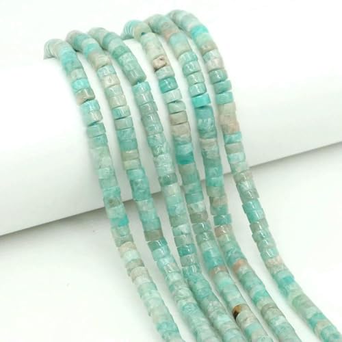 4 x 2 mm flache runde Natursteinperlen, Tigerauge, Achate, Quarze, Rondelle-Perlen für die Schmuckherstellung, DIY-Ohrring, Armband, Halskette, Amazonit, 20 Stränge von SEDRGH
