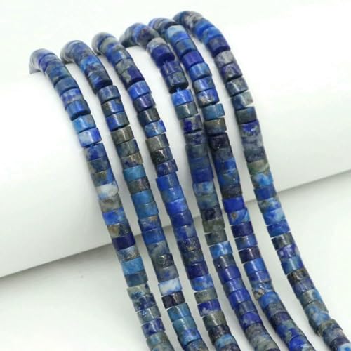 4 x 2 mm flache runde Natursteinperlen, Tigerauge, Achate, Quarze, Rondelle-Perlen zur Schmuckherstellung, DIY-Ohrring, Armband, Halskette, Lapislazuli, 20 Stränge von SEDRGH