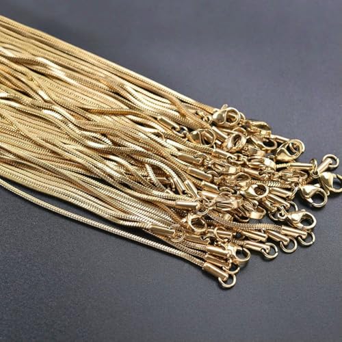 45/50/60/70 cm Schlangenkette, Edelstahl, Halsketten für Damen und Herren, Accessoires, Vintage-Schmuck, Collares Hombre, Goldfarben, 70 cm, 10 Stück 45/50/60/70 cm Schlangenkette, Edelstahl, Halsketten für Damen und Herren, Accessoires, Vintage-Schmuck, Collares Hombre, Goldfarben, 70 cm, 10 Stück von SEDRGH