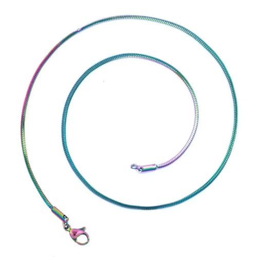 45/50/60/70 cm Schlangenkette, Edelstahl, Halsketten für Damen und Herren, Accessoires, Vintage-Schmuck, Collares Hombre, Regenbogenfarbe, 45 cm, 10 Stück 45/50/60/70 cm Schlangenkette, Edelstahl, Halsketten für Damen und Herren, Accessoires, Vintage-Schmuck, Collares Hombre, Regenbogenfarbe, 45 cm, 10 Stück von SEDRGH