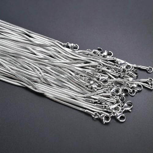 45/50/60/70 cm Schlangenkette, Edelstahl, Halsketten für Damen und Herren, Accessoires, Vintage-Schmuck, Collares Hombre, Silberfarben, 60 cm, 10 Stück 45/50/60/70 cm Schlangenkette, Edelstahl, Halsketten für Damen und Herren, Accessoires, Vintage-Schmuck, Collares Hombre, Silberfarben, 60 cm, 10 Stück von SEDRGH