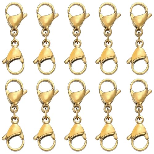 5/10 Sets Edelstahl-Doppel-Karabinerverschluss-Verlängerungsklauenverbinder für DIY-Armbänder, Halsketten, Ketten, Schmuckherstellungszubehör, Gold, 10 Sets, 8 x 15 mm 5/10 Sets Edelstahl-Doppel-Karabinerverschluss-Verlängerungsklauenverbinder für DIY-Armbänder, Halsketten, Ketten, Schmuckherstellungszubehör, Gold, 10 Sets, 8 x 15 mm von SEDRGH