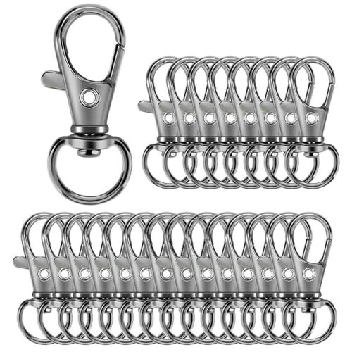 5/20/50/100 Stück Schlüsselanhänger-Cliphaken, Drehverschlüsse, Lanyard-Karabinerhaken, Karabinerverschluss für Schlüsselanhänger, DIY-Schmuckhandwerk (32 mm) – schwarz – 100 Stück von SEDRGH