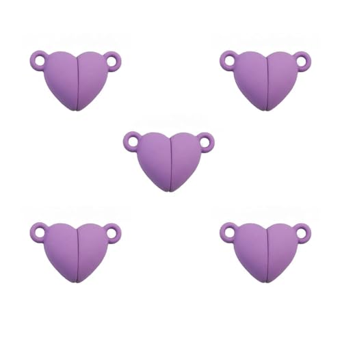 5~20 Paar Backfarbe Liebesherz Magnetverschluss Perlen Endverbinder Charm für Schmuck Armband Halskette Herstellung DIY Zubehör-LILA-10 Paar Menge von SEDRGH