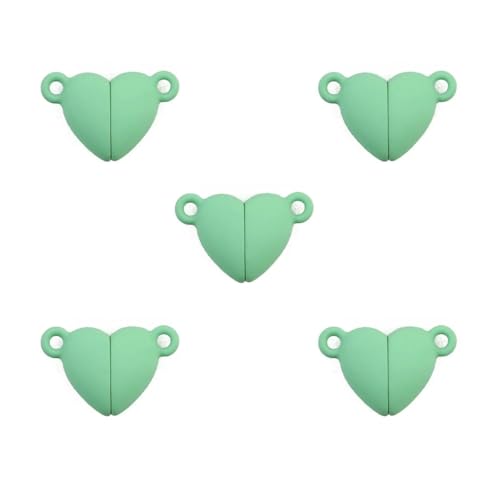 5~20 Paar Backfarbe Liebesherz Magnetverschluss Perlen Endverbinder Charm für Schmuck Armband Halskette Herstellung DIY Zubehör-Mintgrün-10 Paar Menge von SEDRGH