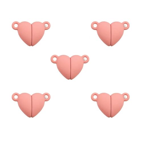 5~20 Paar Backfarbe Liebesherz Magnetverschluss Perlen Endverbinder Charm für Schmuck Armband Halskette Herstellung DIY Zubehör-Rosa-5 Paar Menge von SEDRGH