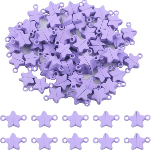 5~20 Paar Backfarbe Liebesherz Magnetverschluss Perlen Endverbinder Charm für Schmuck Armband Halskette Herstellung DIY Zubehör-Stern-Lila-20 Paar Menge von SEDRGH