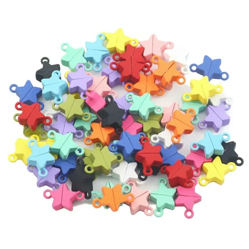 5~20 Paar Backfarbe Liebesherz Magnetverschluss Perlen Endverbinder Charm für Schmuck Armband Halskette Herstellung DIY Zubehör-Stern-Mischfarbe-20 Paar Menge von SEDRGH