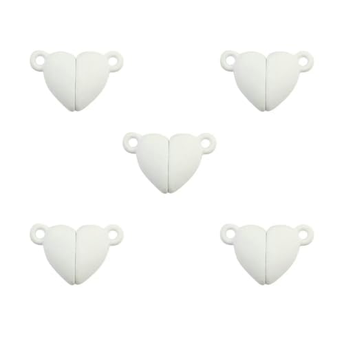 5~20 Paar Backfarbe Liebesherz Magnetverschluss Perlen Endverbinder Charm für Schmuck Armband Halskette Herstellung DIY Zubehör-Weiß-20 Paar Menge von SEDRGH