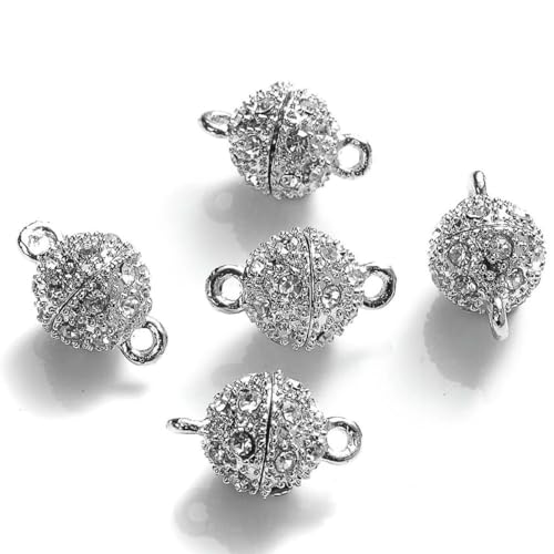 5 Paar runde Magnetverschlüsse, Perlen, Strass-Charms, Anhänger, DIY, Paar, Magnetschnalle für Schmuckarmband, 14/16 mm, 8–14 x 8 mm von SEDRGH