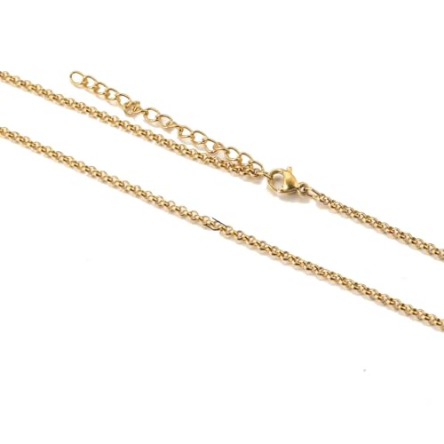 5 Stück Edelstahl-Perlenkette O-Ripple-Kette Halskette vergoldet 45 cm verstellbare Kette Karabinerverschluss DIY Halskette-GG 5 Stück Edelstahl-Perlenkette O-Ripple-Kette Halskette vergoldet 45 cm verstellbare Kette Karabinerverschluss DIY Halskette-GG von SEDRGH