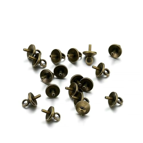 50–100 Stück/Los Messing-Anhänger mit halbem Loch, Ösenstifte, Perlen, Endkappen, gebohrte Anhänger, Ösen, Verbinder für Schmuckherstellung, Bronze, 8 mm x 50 Stück von SEDRGH