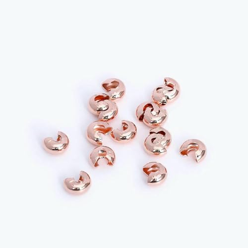 50–100 Stück/Lot Crimp-Abdeckungen, 18 Karat vergoldete Crimp-Perlenabdeckungen, DIY-Zubehör, Schmuckherstellung, runde Abdeckungen, Crimp-Endperlen-Roségold plattiert_a-100 Stück von SEDRGH