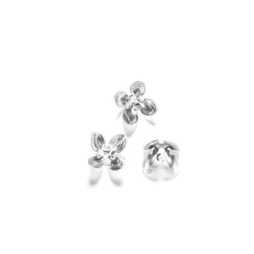 50 Stück/Los 15 x 8 mm vergoldete Metall-Blumen-Perlenkappen, vier Blätter, Bulk-End-Perlenkappe für Schmuckherstellung, Zubehör, DIY-Silber von SEDRGH
