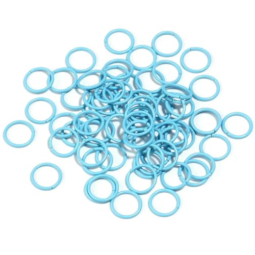 50 Stück/Los 8 10 mm bunte Einzelschlaufen offene Biegeringe Spaltringe Verbinder für DIY Armband Halskette Schmuckherstellung Zubehör-blau-8mm von SEDRGH