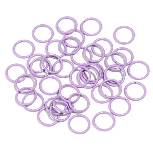 50 Stück/Los 8 10 mm bunte Einzelschlaufen offene Biegeringe Spaltringe Verbinder für DIY Armband Halskette Schmuckherstellung Zubehör-hellviolett-10 mm von SEDRGH