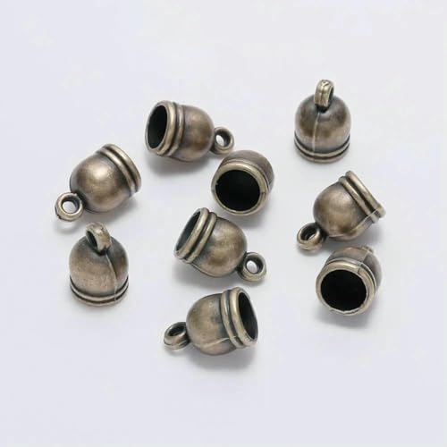 50 Stück/Los Halsketten-Endkappen, Quastenkappen, Lederkordel-Crimp-Endkappen, Perlenkappen, Verschluss für DIY-Schmuckherstellung, Zubehör – Antikbronze – 8 mm x 50 Stück von SEDRGH