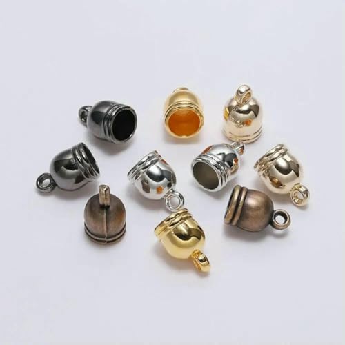 50 Stück/Los Halsketten-Endkappen, Quastenkappen, Lederkordel-Crimp-Endkappen, Perlenkappen, Verschluss für DIY-Schmuckherstellung, Zubehör – Mehrfarbig – 14,0 mm x 50 Stück von SEDRGH