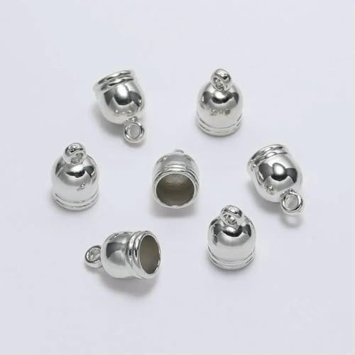 50 Stück/Los Halsketten-Endkappen, Quastenkappen, Lederkordel-Crimp-Endkappen, Perlenkappen, Verschluss für DIY-Schmuckherstellung, Zubehör-Rhodium-7 mm x 50 Stück von SEDRGH