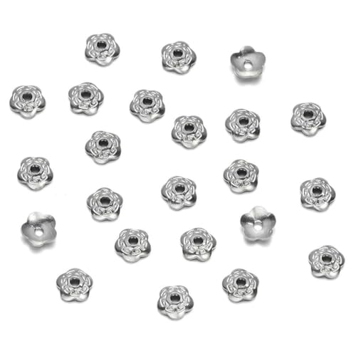 50 Stück/Lot 15 Stil Edelstahl Blatt Blumen Perlen Endkappen für Schmuckherstellung Handarbeiten Spacer Perlenkappen DIY Zubehör-06 Stil von SEDRGH