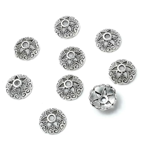 50 Stück/Lot Legierung Blumenform Torus Perlenkappen Lose Abstandsperlen für Schmuckherstellung DIY Halskette Armbänder Zubehör Zubehör-1 8x8mm von SEDRGH