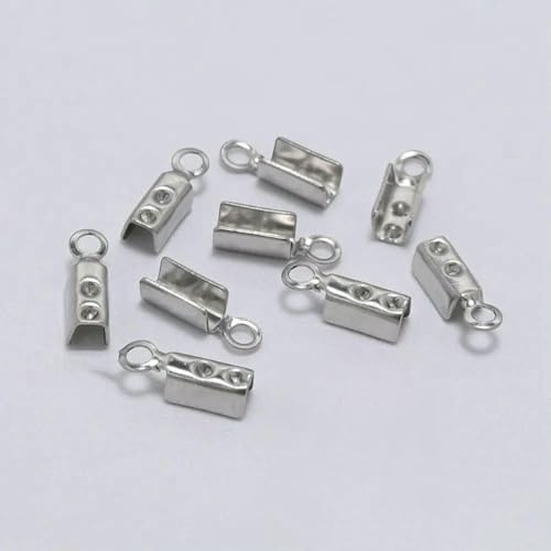 50 Stück 1–5 mm Edelstahl-Lederschnur-Quetschperlen, Endkappen, Verschlussverbinder für Armband, Halskette, Schmuckherstellung, 2,0 mm von SEDRGH