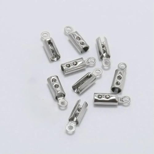 50 Stück 1–5 mm Edelstahl-Lederschnur-Quetschperlen, Endkappen, Verschlussverbinder für Armband, Halskette, Schmuckherstellung, 2 mm von SEDRGH