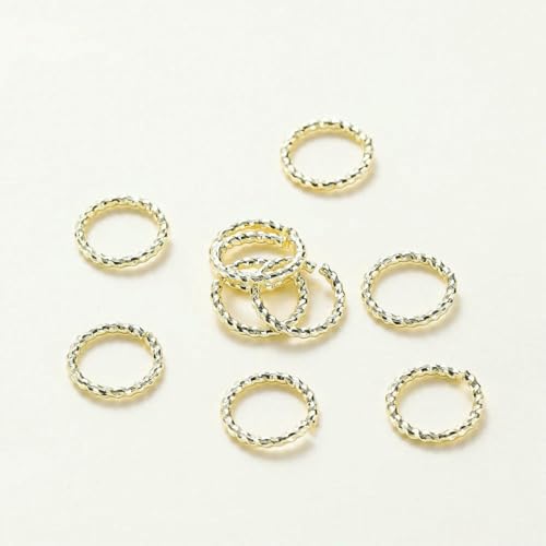 50 Stück 4–12 mm 14 K/18 K vergoldetes Messing, rund, gedreht, offene Spaltringe, Biegeringe, Verbinder für DIY-Schmuckherstellung, Zubehör – 14 K Gold – 1,0 x 6 mm von SEDRGH