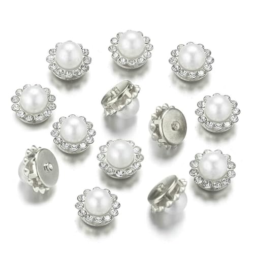 50 Stück Blumen-Strassperlen, Perlen, goldfarben, Kralle für Brosche, Knopf, Schleife, Cabochons, DIY-Schmuckherstellung, 12 mm, Rhodium 50 Stück Blumen-Strassperlen, Perlen, goldfarben, Kralle für Brosche, Knopf, Schleife, Cabochons, DIY-Schmuckherstellung, 12 mm, Rhodium von SEDRGH