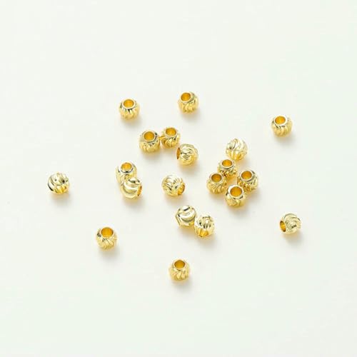 50 Stück DIY-Schmuckzubehör, 14 Karat 18 Karat vergoldet, gestreifte Schnittblumenperlen, 2,5 3 4 5 6 mm, Abstandsperlen, Massenmaterial zum Perlensticken, 18 Karat, 3,0 mm x 50 Stück von SEDRGH