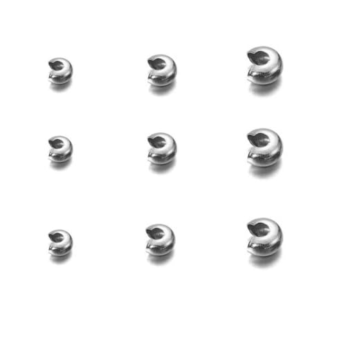 50 Stück goldfarbene Edelstahl-End-Quetschperlen, Durchmesser 2, 3, 4,0 mm, lose Abstandshalter-Stopperperlen mit großem Loch für die Herstellung von DIY-Schmuck, Stahl, 5 mm 50 Stück goldfarbene Edelstahl-End-Quetschperlen, Durchmesser 2, 3, 4,0 mm, lose Abstandshalter-Stopperperlen mit großem Loch für die Herstellung von DIY-Schmuck, Stahl, 5 mm von SEDRGH