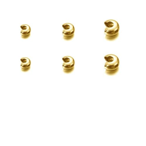 50 Stück goldfarbene Edelstahl-End-Quetschperlen, Durchmesser 2, 3, 4,0 mm, lose Abstandshalter-Stopperperlen mit großem Loch für die Herstellung von DIY-Schmuck, goldfarben, 5 mm 50 Stück goldfarbene Edelstahl-End-Quetschperlen, Durchmesser 2, 3, 4,0 mm, lose Abstandshalter-Stopperperlen mit großem Loch für die Herstellung von DIY-Schmuck, goldfarben, 5 mm von SEDRGH