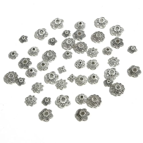 50 Stück tibetische Antik-Silber-Farben Blattgold Blumenperlen Endkappen für Schmuckherstellung Handarbeiten Spacer Perlenkappen DIY Zubehör-10styles 100 Stück 50 Stück tibetische Antik-Silber-Farben Blattgold Blumenperlen Endkappen für Schmuckherstellung Handarbeiten Spacer Perlenkappen DIY Zubehör-10styles 100 Stück von SEDRGH