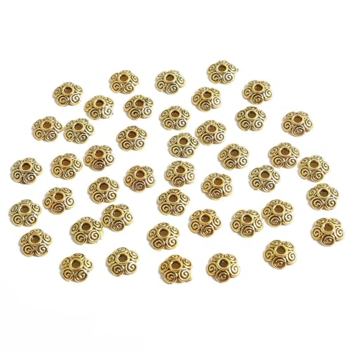 50 Stück tibetische antike Silberfarbe Blattgold Blumenperlen Endkappen für Schmuckherstellung Handarbeiten Spacer Perlenkappen DIY Zubehör-10mm 50 Stück_d 50 Stück tibetische antike Silberfarbe Blattgold Blumenperlen Endkappen für Schmuckherstellung Handarbeiten Spacer Perlenkappen DIY Zubehör-10mm 50 Stück_d von SEDRGH