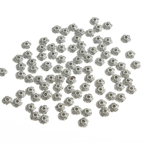 50 Stück tibetische antike Silberfarbe Blattgold Blumenperlen Endkappen für Schmuckherstellung Handarbeiten Spacer Perlenkappen DIY Zubehör-6mm 50 Stück_b 50 Stück tibetische antike Silberfarbe Blattgold Blumenperlen Endkappen für Schmuckherstellung Handarbeiten Spacer Perlenkappen DIY Zubehör-6mm 50 Stück_b von SEDRGH